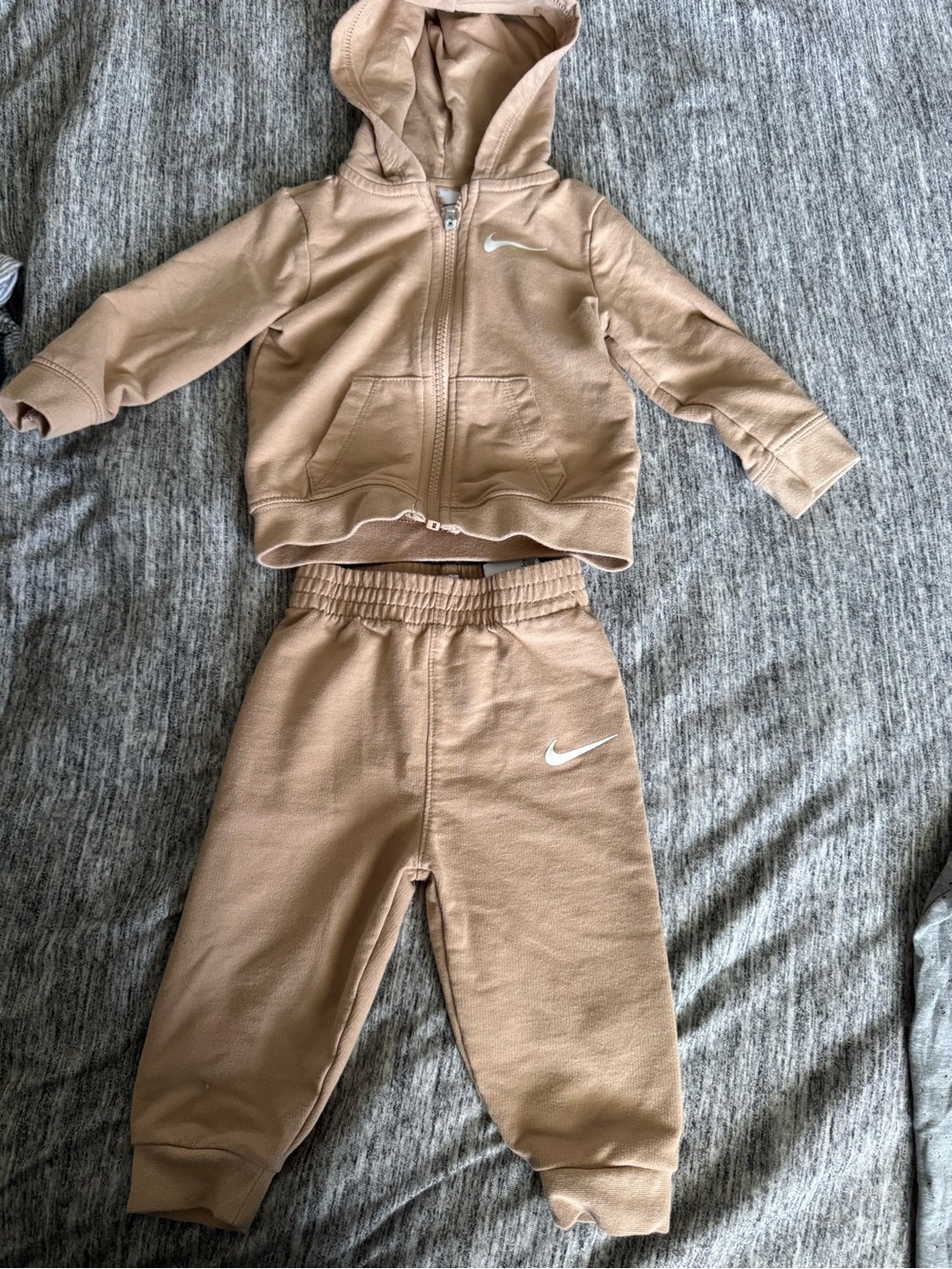 Nike Kids Tan Hoodie & Joggers Set - Tan with White Swoosh